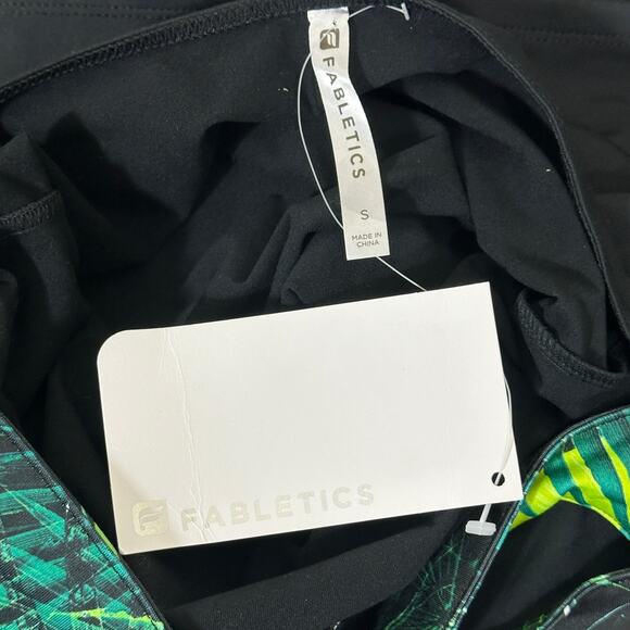 NWT Fabletics Malinid Dress Womens S Black Green Rainforest Bodycon Tropical - Picture 7 of 9